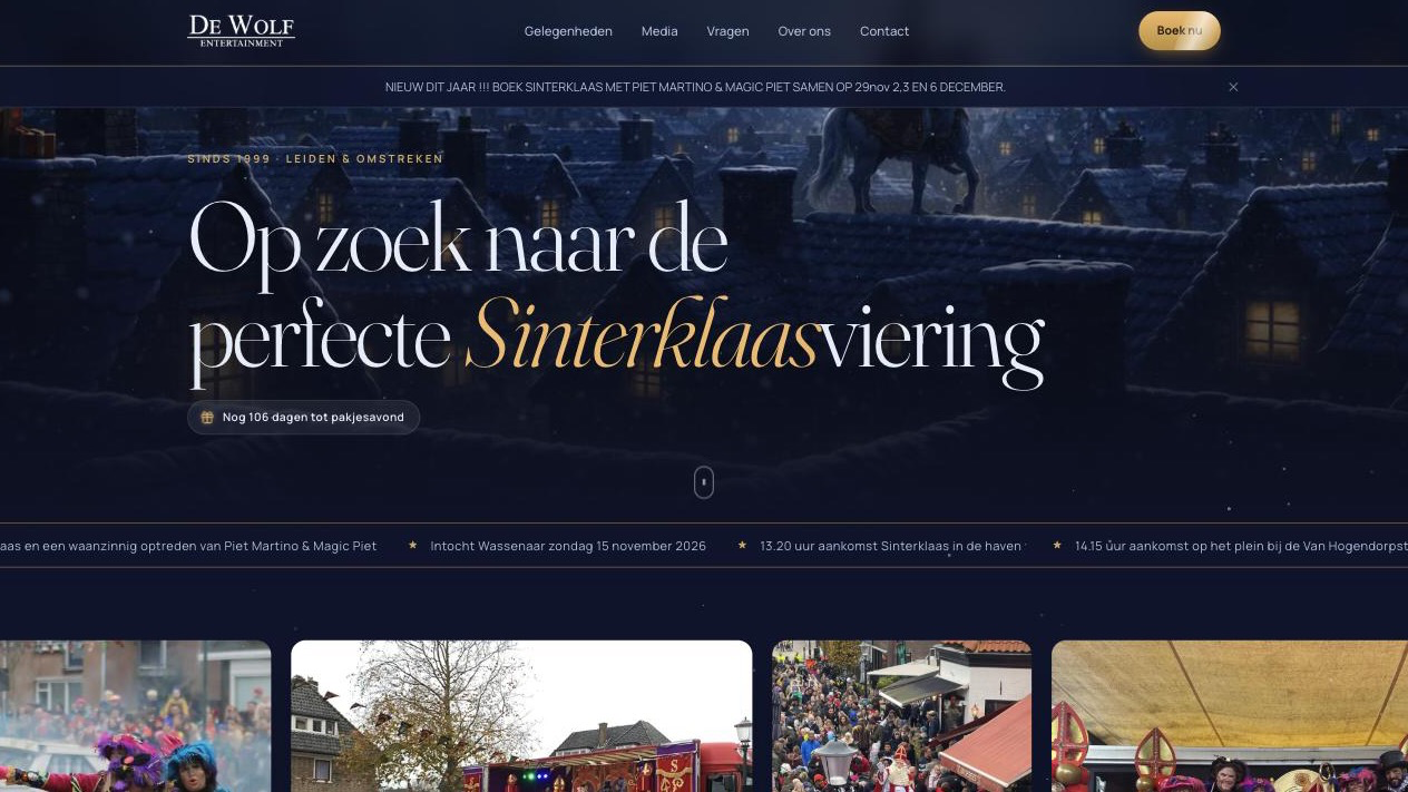 De Wolf Entertainment homepage