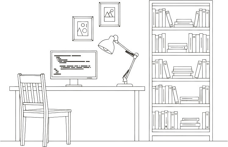 Line-art elevation of The Study