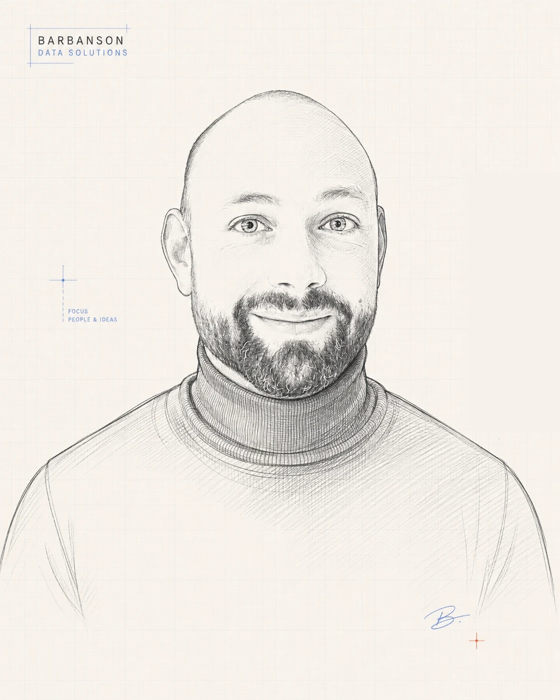 Stéphane de Barbanson, Founder of Barbanson, drawn as a blueprint plate